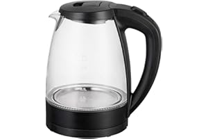 Melchioni Family MR BOIL, Bollitore Elettrico Cordless in vetro, Caraffa 1,7 litri, Spegnimento automatico, Indicatore livello acqua, Filtro smontabile e lavabile, Potenza 2200 W