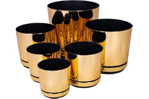 KORAD Blumentopf/Übertopf Glanzgold 21 cm - Pflanzkübel aus Hochwertiger Kunststoff - Dekorativer Gold Topf für Pflanzen
