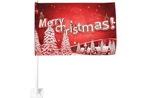 PEIXEN Merry Christmas Car Flags Car Window Flags Double Sided Window Clip Banner Car Decorative Flags