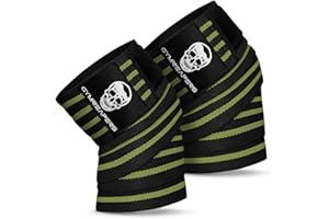 Gymreapers Knee Wraps (Pair) With Strap for Squats, Weightlifting, Powerlifting, Leg Press, and Cross Training - Flexible 72 inch Knee Wraps for Squatting - For Men & Women