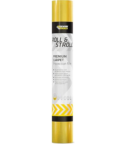 Everbuild EVBROLL50 Roll and Stroll Tapijtbeschermer, zelfklevende tapijtbeschermer, helder, 600 mm x 50 m
