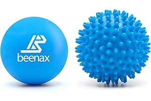 Beenax Lacrosse & Hard Spiky Massage Ball Set - Trigger Point, Myofascial Release, Plantar Fasciitis, Deep Tissue, Muscle Relief, Yoga, Pilates, Physio, Rehab - Relieve Stress and Relax Tight Muscle