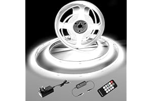 luktix COB LED Strip 2M,6000K Cool White LED Strips, 24V Dimmable LED Strip Lights, CRI92+,8mm Width, with Remote Control and UKCA Power Supply,for Home Decoration, Kitchen, Mirror