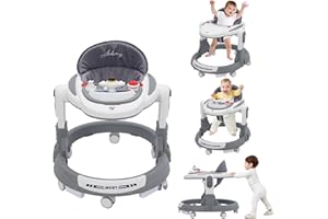 Arkyomi Girello Per Bambini 2 in 1 Girello Neonato Multifunzione Anti-ribaltamento Con Ruote & Freno & Maniglia Baby Walker Grigio