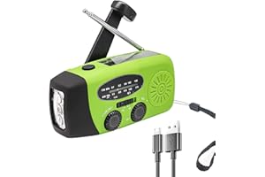MENGTECH Kurbelradio mit Handyladefunktion Solar, Notfallradio mit AM/FM, Radio Kurbel Notfall mit 2000mAh Wiederaufladbare Batterie, SOS Alarm, LED Taschenlampe für Notfall/Outdoor/Camping(Grün)