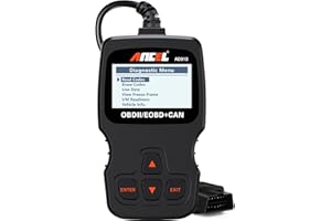 ANCEL AD310 Máquina de Diagnosis OBD2, Diagnostico Coche Multimarca apoya español, Escáner, Lector de Código para Automóvil, Sensor de O2, Sistema EVAP, Prueba de Smog, Herramienta de Escaneo