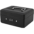 Small Security Lock Box with Coin Tray Metal Material with Stainless Steel Handle Time to Sparkle 15 * 12 * 8cm Matt Black