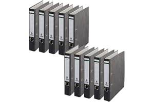 Centra Standard-Ordner, Wolkenmarmor, 10er Pack, Recycling, Blauer Engel, LGA Zertifikat, A4, 5,2 cm breit, bis zu 350 Blatt (80 g/m²), Kantenschutz, Griffloch, schwarz, 628577