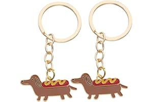 Create idea 2 szt. breloczek do kluczy dla psa, jamnika, 38 x 18 mm, złoty odcień, brelok na urodziny, walentynki, Święto Dziękczynienia, Nowy Rok, prezent dla kobiet, dziewcząt, dzieci, torba dla