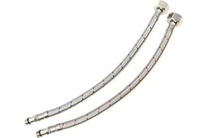 EVG Xcel Home™ 2x M12 x 1/2 BSP (300 mm) Connettori flessibili per rubinetti | Connettori rubinetti monobloc per cucina/lavandino | Code per tubi flessibili in acciaio inox 304 (estremità maschio corte)