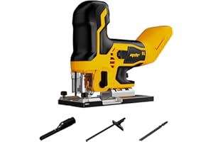 WITLIGHT Mellif Cordless Jigsaw for Makita18V Battery with Brushless Motor Power Tool,Electric Saw with LED Light,800-3800RPM with ±45° Bevel Cutting,0-3 Orbital Sets,Yellow/Black(Tool Only,No Battery)