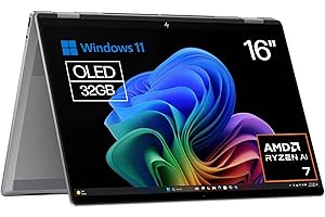 HP Omnibook X Flip - Ordenador portátil Convertible de 16" 3K OLED táctil Ryzen AI 7 350, 32GB RAM, 1TB SSD, AMD Radeon 860M Graphics, Windows 11 Home, Silver - Teclado QWERTY Español