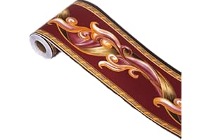 Ssamall Decorative Floral Wallpaper Border Peel and Stick Border Red Self Adhesive Wall Decal for Livingroom Bedroom Bathroom 10cmx10m