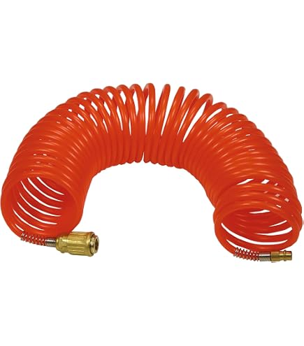 Tuyau Spirale Polyuréthane 8x5 Mm 6 M – Tube Recul Compresseur D’Air Avec Raccords Rapides PP20/SP20, Flexible & Robuste