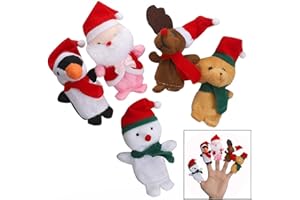 LHKJ Christmas Cartoon Finger Puppets 5 Pcs, Cute Xmas Elements Finger Dolls for Children