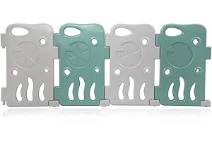 Baby Vivo Laufgitter Laufstall Zusatzpaket Baby Absperrgitter Krabbelgitter Schutzgitter für Kinder aus Kunststoff mit Tür und Spielzeug - Fridolin - 4 Elemente