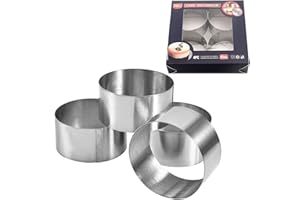 JUHONNZ Anillos para Tartas,4 PCS Mousse Círculo Pastel Anillo de Mousse de Acero Inoxidable Moldes Redondos para Tarta Mini Anillos para Tartas Pasteles Panqueques 8x8x4cm