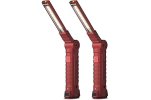 Coquimbo LED Torch Rechargeable Work Light, Gifts for Men Dad Him Inspection Lamp Light with Magnetic Base 360° Rotate Camping Grill Lights (2 Pack, Red)