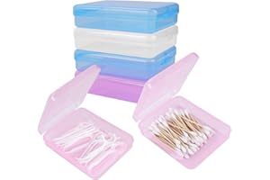 Adorila 6 Pack Travel Cotton Swab Qtip Holder, Portable Hair Tie Organizer with Lid, Flosser Dispenser, Lightweight Storage Organizer for Bathroom Vanity Countertop