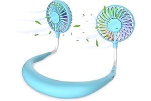 ITSHINY Ventilateur de Cou, Ventilateur Portable, Mini Ventilateur USB, Ventilateur Portable Cou Rechargeable, Refroidisseur d'air à Double Tête àVent 3 Vitesses pour l'extérieur Camping Office Room