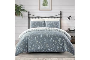 Tokokimo Funda Nordica Cama 150/135, 100% Microfibra Funda Edredon 230x220 cm y 2 x Fundas de Almohada 40x75 cm, Estilo Ramas y Hojas (Gris Oscuro, 3 Piezas)