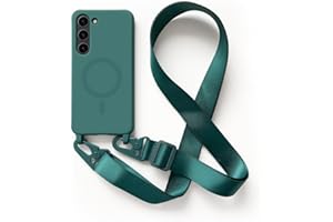 2NSPDRGNI Handykette Schutzhülle kompatibel mit Samsung Galaxy S22 Handyhülle mit Band,Kabellosem Laden Hülle Halsband Lanyard Silikonhülle,Dunkelgrün