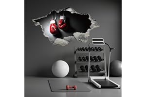 SUPERDANT Adhesivos murales 3D con guantes de boxeo Calcomanías de pared con guantes de boxeo que se rompen Pegatina Pared extraíbles y pegables para la habitación de los niños