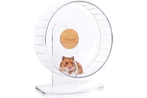 Niteangel Roues d'exercice Ultra-silencieuses pour Hamsters - Roues de Course silencieuses avec Support Ajustable pour Hamsters, gerbilles, Souris ou Autres Petits Animaux (Format Moyen, Transparent)
