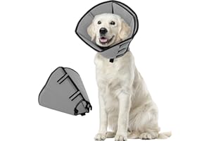 PUZAUKAL Dog Cone After Surgery Soft, Adjustable Dog Cone Collar, Buster Collars for Small Medium Large Dogs and Cats,Recovery Collars for Dogs Prevent Licking (Gray,XL)