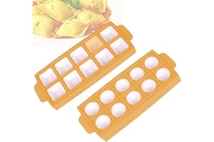 ARTGHJL 2 Piezas Molde de Raviolis Cuadrados, Molde para Raviolis Redondos, Molde de Plástico para Raviolis, Moldes para Empanadillas, para Hacer Raviolis, Empanadillas (Amarillo)
