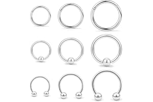 Briana Williams Septum Piercing Aro Nariz Herradura Acero Quirurgico 16G Helix con Bolitas Pendientes de Oreja Plata 6/8/10/12mm