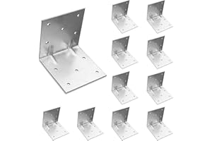 OMIDEAS 10 x Staffe Angolari (100 x 100 x 100) Squadretta giunzione, Piastra Staffa angolare a 90 gradi, Connettore di fissaggio per mobili in legno, zincato argento