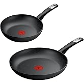 Tefal Explore Stone Set of 2 Frying Pans, Aluminium, Stone Effect | 2 Frying Pans 24/28 cm, Fixed Handle, Non-Stick Coating,