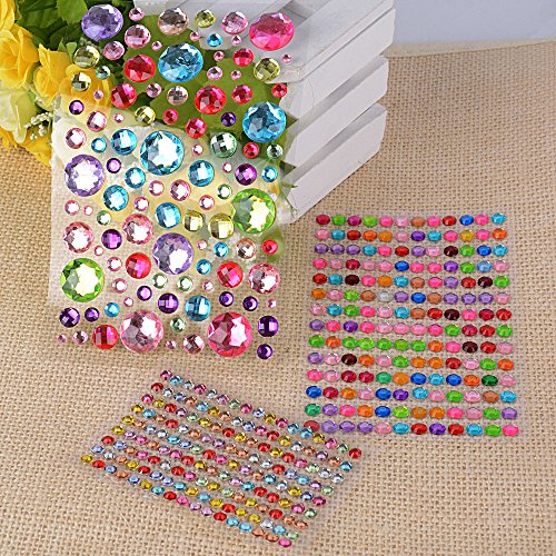 878 stück Strasssteine Selbstklebend Deko Glitzersteine zum aufkleben Strass Glitzer Schmucksteine Set Dekoration für DIY, Handwerk von Kinder, Skizzenbuch, Bilderrahmen usw. - 3