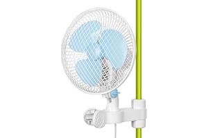 blessny Clipventilator für Growzelt mit oszillierender Funktion, 15.2cm Lüfterblätter, 20W, 240 cm Lange Schnur，Durchmesser der Stange 1,5-2,5 cm