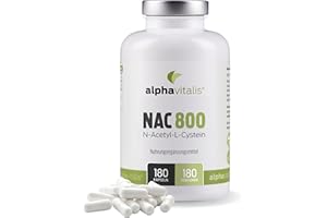‎ALPHAVITALIS NAC 800 Kapseln - 180 Stück mit N-Acetyl-L-Cystein - optimal dosiert & vegan - hohe Bioverfügbarkeit und Verträglichkeit - Beste Qualität von Alphavitalis