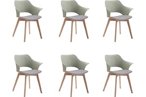GrandCA HOME 6er-Set Nordischen Küchenstühlen, Esszimmerstuhl mit Massivholzbeinen, Gepolsterte Stühle für Schlafzimmer, Wohnzimmer, Küche, Grün