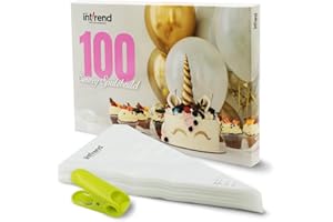 Int!rend Kit 100 Mangas Pasteleras Desechables - 30cm Longitud y 20cm Abertura - Manga Pastelera Profesional Desechable para Cupcakes, Tartas, Galletas, Churros, Croquetas y Más