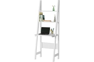 SoBuy® Mesa de Ordenador con Estante Integrado, Estanterias librerias,Estanterias de diseño,Blanco,FRG60-W,ES