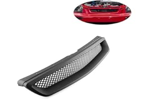 PORFEET Rejilla del Capó, Parachoques Delantero del Automóvil Rejilla del Panal del Panal Compatible con Honda Civic 96-98 EK CX DX EX HX LX Negro