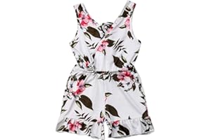 Carolilly Combi-Short Floral Jumeaux Bébés Filles Eté sans Manches Chic à la Mode 1-6 Ans