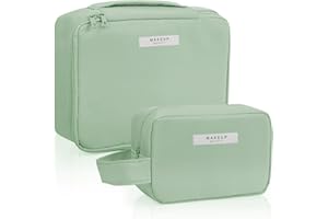 WELLEHOMI 2 Stück Kosmetiktasche wasserdichte Make-up-Tasche Tragbare Schminktasche für Damen und Mädchen, Grün