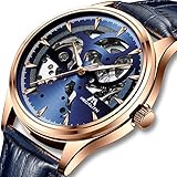 Herren Automatikuhr Männer Mechanische Automatik Schwarz Militär Wasserdicht Skelett Designer Leder Leuchtende Armbanduhren Mann Luxus Gold Steampunk Klassisch Analog Tourbillon Uhr