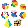 AUTHFORT Next Level Twist 3x3 Speed 2X2 3x3 4x4 5x5 and Mirror Gold Pyraminx Pyramid Triangle, Megaminx, Cube Set Puzzle Cubes Combo of 8 Cubes