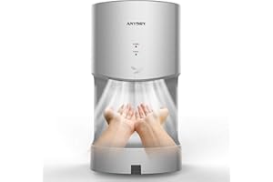 anydry 2630TS secador de Manos eléctrico automatico con Bandeja de Goteo, Carcasa de plástico ABS, Comercial o doméstico.1400 vatios(Plata)