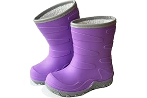 Greentiming Kids Warm Lined Thermal Wellies, Toddler Waterproof Winter Boots Fur Fleece Lined Cozy Wellintong Boots for Boys Girls