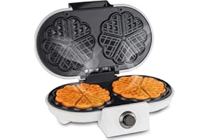 Korona 41020 gaufrier double |1200 watts max. | Diamètre des gaufres 13 cm | 5 niveaux de brunissement | Réglage de la température| Poignée isolée blanc, noir