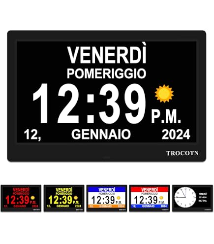 Geemarc Viso5 Orologio Calendario E Portafoto Con Regolazione Automatica Dell'Ora - Per Anziani - Funzionamento A Batteria - Senza Retroilluminazione - Versione IT - 11