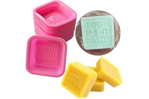 September Lot de 10 moules de cuisine en silicone en forme de savon estampillés « 100 % Handmade »