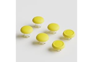KUSTOMAZING Performance Thumbstick Caps Replacement Kit for PS5 DualSense Edge Controller, Thumb Stick Grips Accessories for PlayStation 5 Pro Elite Controller (Standard Concave*2, Low Dome*2, High Dome*2-Yellow)